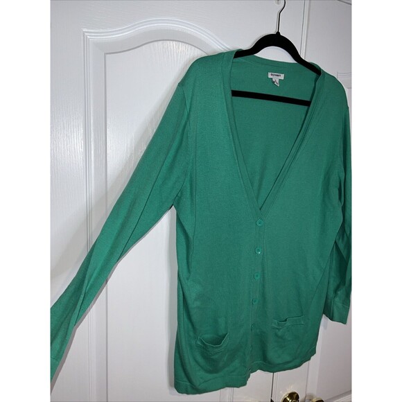 Old Navy Women’s Long Lean Button Cardigan XL Jade Green Pockets long sleeve - Picture 2 of 14